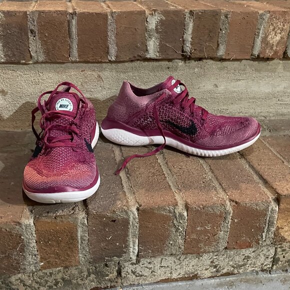 NWOT Like New Nike Free Flyknit 2018 Raspberry Red Size 9.5 - Picture 4 of 6